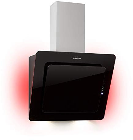 KLARSTEIN Helena - Hotte aspirante, Hotte cuisine, Hotte murale, 595 m³/h, Lumière ambiante RGB, Air recyclé et extrait, Eclairage LED, Panneau tactile, 60 cm - Noir