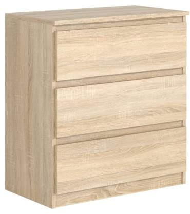 3xE living Cassettiera con 3 cassetti 70 cm, colore Rovere sonoma, D: 70 x 39 x 79 cm