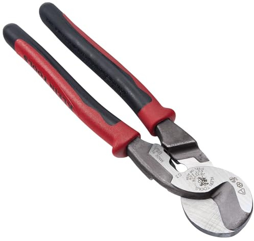 Klein Tools J63225N Cable Cutter, Made in USA, Journeyman High-Leverage Wire Cutter and Stripper for Cutting Aluminum, Soft Copper and Communications Cable