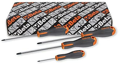 Beta 1202E/S4 – Set 4 Giraviti Evox con impronta a croce Phillips®, Acciaio Cromato Punta Nera, Impugnatura Bi-materiale Ergonomica, Misure PH0‑PH3 (60–150 mm) – Utensili Professionali