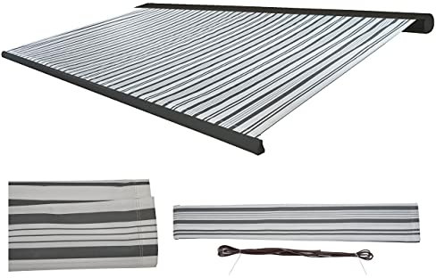 Funda de recambio para toldo T122, cofre completo de recambio protección solar 4x3m ~ Poliéster gris-blanco