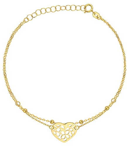 Goldarmband 333 8k Gold Gelbgold Herz Kugel Gravur