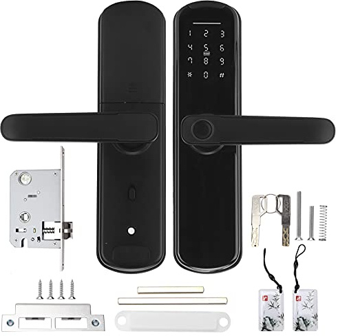 Smart Lock, Anti-Theft Smart Door Lock, Works with App, for Home, Hotel,Apartment,School & Interior Door(Black)