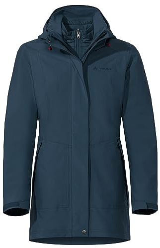 VAUDE Idris III 3-in-1 Parka Damen – Damen-Winterjacke wasserdicht, winddicht & atmungsaktiv mit Eco-Finish, Damen-Doppeljacke mit wärmender Hybrid-Innenjacke – in Blau, Größe: 42