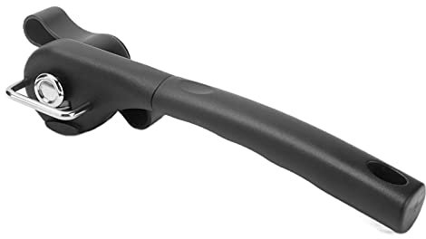 Abrelatas manual Abrelatas de seguridad, Abrelatas de seguridad de acero inoxidable con una sola manija, Abrelatas de seguridad de apertura lateral que se puede volver a cerrar(Negro)