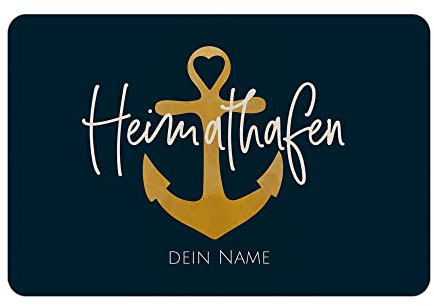 Print Royal Personalisierte Fußmatte mit Namen - Heimathafen - Fußmatte personalisiert Familie - Filz-Fußmatte Bedrucken | rutschfest, 60x40cm, Filz, personalisiertes Geschenk