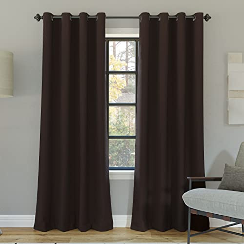 Sun Zero Nordic 2-Pack Theater Grade Noise Reducing Extreme 100% Blackout Grommet Curtain Panel Pair, 52 x 96, Cocoa Brown
