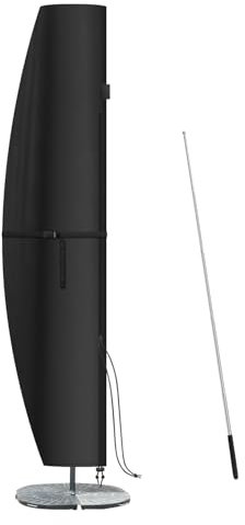 SanGlory Funda Protectora para Sombrilla con Varilla, Impermeable, Anti-Viento, Anti-UV Funda Parasol Grande Funda Sombrilla Terraza Exterior Funda para Parasol de Ø 4m, 210x45/72/40cm