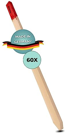 AWOTEX Messpflock Baustelle in 900 x 48 x 26 mm I 60 Holzstäbe eckig mit roter Markierung I Holzpfosten für Abgrenzung & Kennzeichnung I Holz-Markierung Baustelle I Trassenführung & -höhe