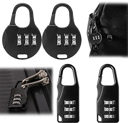 4 Pezzi Lucchetto Combinazione a 3 Cifre, Lucchetto con Codice per Valigia Bagagli Lucchetto a Combinazione Armadietto Serratura di Sicurezza Nero per Zaini Armadietti Cassetta Degli Attrezzi