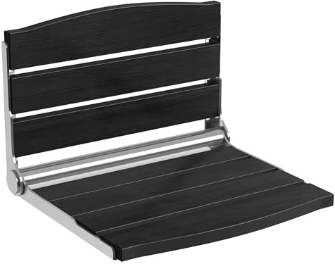 DWVO Folding Shower Seat Wall Mounted， Fold Down Shower Bench，Home Care Folding Shower Chair for Seniors,Disables,Pregnants Black