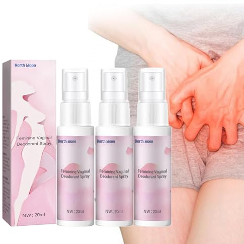 Lot de 3 déodorants intimes en spray pour femme - 20 ml - Extrait de plantes pour protéger les odeurs et soulager les démangeaisons