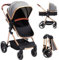 Kombikinderwagen 2 in 1 mit Buggy, Kinderwagen Reisesysteme Kinderwagen Buggy mit 5-Punkt-Sicherheitsgurt, Aluminiumrahmen, für Neugeborene