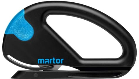 MARTOR Coltello di sicurezza SECUMAX SNITTY con lama industriale nascosta, con guida materiale, taglierino per pellicole e carta, profondità di taglio max. 2 mm, ideale per pellicole termoretraibili