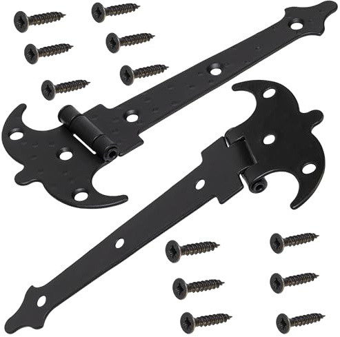 AERZETIX - C73740 - Set di 2 cerniere stile antico 120x37x75mm piatte a forma di ''T'' - porte mobili armadio - in acciaio - colore nero opaco - ornamento vintage rustico