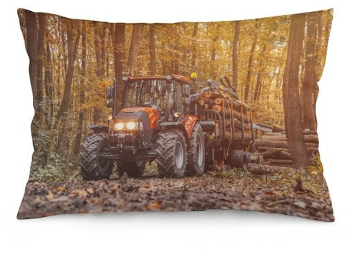 75 x 50 cm Kissenbezüge, Traktor mit Anhänger, beladen mit Holzscheiten, Stuhlkissen, Sofakissen, Sitzkissenbezüge, Bettkissenbezüge
