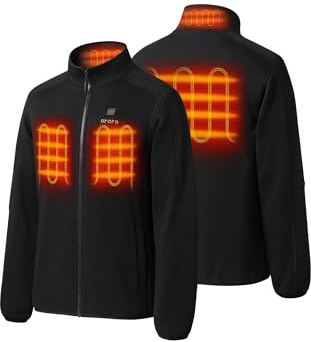 ORORO Men's Heated Fleece Jacket Full Zip with Power Bank, Up to 10 Hours of Warmth | Soft fleece comfort, lightweight layering, targeted core warmth, ideal for cold offices and daily commutes