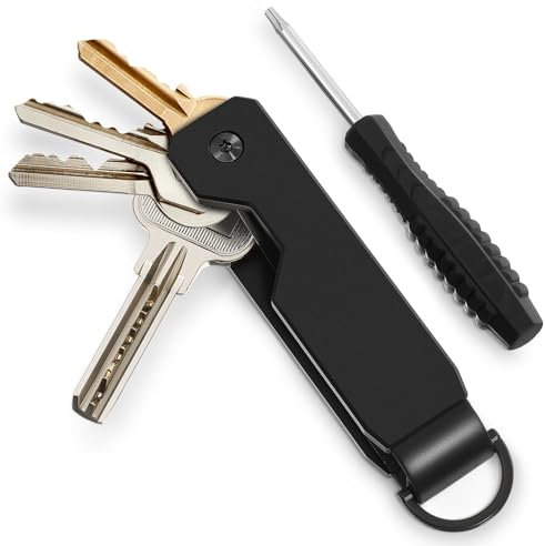 PACKOVE Organizzatore Di Chiavi Compatto Organizzatore Di Chiavi Silenzioso Supporto Chiave Compatto Custodia Per Chiave Minimalista Portachiavi Sicuro, Nero, 9.00X2.00X2.00CM