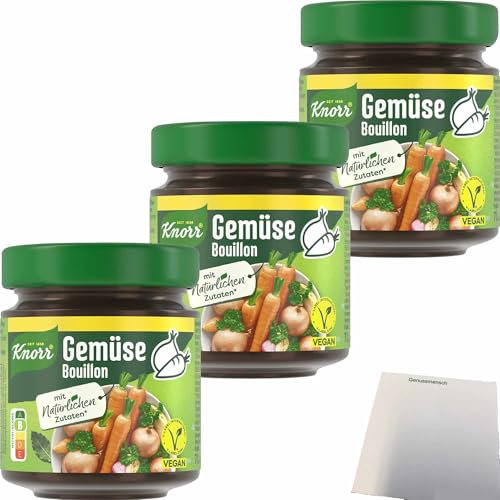 usy Bundle für Knorr Gemüse Bouillon für 6,8 Liter 3er Pack (3x136g Glas) + usy Block