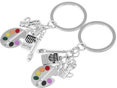 ANDRESLAD Painter Key Ring Paintbrush Keychain for Art Enthusiasts Art Palette Charm Keyring Sturdy Alloy Stylish and Versatile