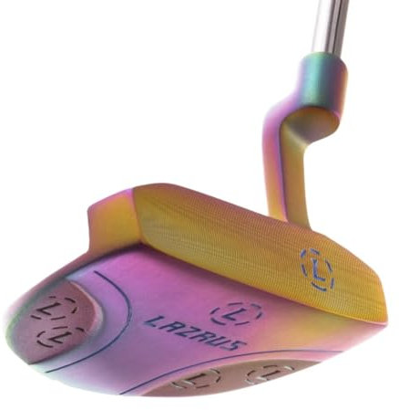 LAZRUS Premium Golf-Putter für Damen und Herren mit Kopfbedeckung - Einfache Ausrichtung und Ballkontrolle für besseres Putting - Rechts- und Linkshänder Golfschläger-Putter (Regenbogen, Schlägel,