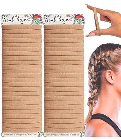 Soul Projekt Dunkelblond Haargummi Mädchen für Schulanfang 60pk 4mm | Zopfgummis, Haarbänder & Hair Ties ohne Metall, Haargummis Dick und Dünnes Haar, Hair bands für Kinder und Erwachsene