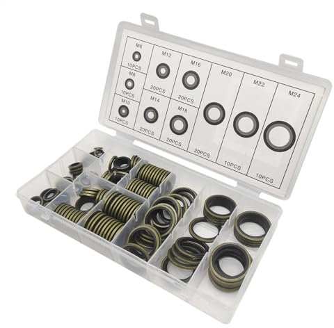 Rondelle d'étanchéité en métal, laveuse d'huile de joint collé 150x | Rondelle de joint de tuyaux d'huile automobile 150x - Ensemble d'anneaux d'écrasement résistant à l'usure, accessoires de bougie d