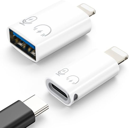 MoKo USB C to Lightning Headphone Adapter, Lightning to USB-A OTG Adapter, for i-Phone 14/13/12/11 Pro Max/iPad/iPod/AirPods, Support 10W Fast Charging/Data Transfer
