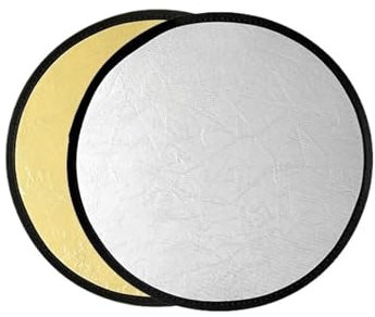 SUBLXPoten Licht-Reflektor 2-in-1-Multi-Disc-Licht-Rundreflektor mit Tasche, tragbar, zusammenklappbar, Silber, Gold, Weiß, for Fotostudio Fotografie Reflektor(30cm Gold Silver)