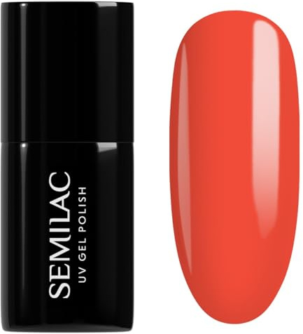 Semilac UV Nagellack 935 Disco Inferno 7ml Gel Nagellack für Nägel | Neon Wassermelone - deckend - cremiges Finish