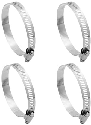 4 Pack Large Size Metal Hose Clips 91-114 mm Adjustable Ducting Clamps for Securing Hoses and Pipes Tube