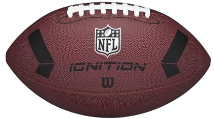 Wilson Pallone da Football NFL Ignition, In Pelle Composita per Gioco in Ogni Clima, Lacci Più Larghi, Marrone, Misura Ufficiale