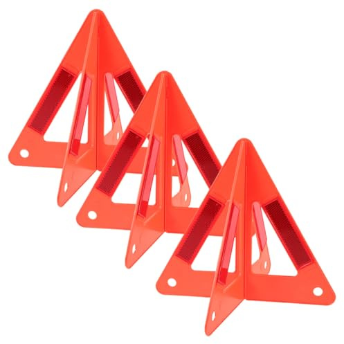 TOYZFRIENDY 3 Pièces Triangle de Signalisation Pliable Réfléchissant Triangles de Sécurité Urgence Stables et Durables pour Véhicules Panneaux Avertissement de Route Faciles à Transporter et