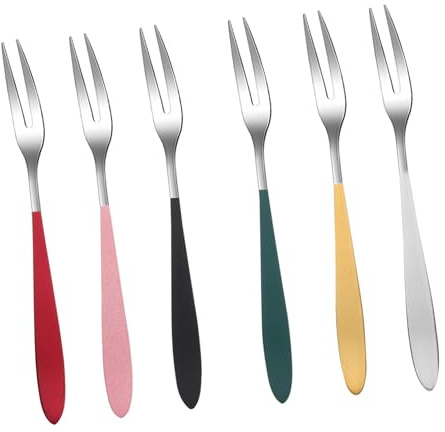 OUNONA 6 Piezas Tenedores Para Fruta De Acero Inoxidable Tenedores Para Postre Delicados Para Comida Para Ensalada y Uso Doméstico