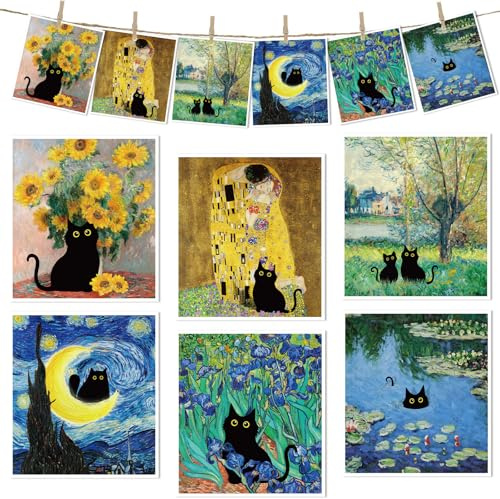 VISSTREE Black Cat Swedish Dishcloths for Kitchen, Cute Fun Dish Cloth | 6 Pack, Absorbent, Fast Drying Dish Towels, Kitchen Cooking Farmhouse Home Decoration Housewarming Gifts