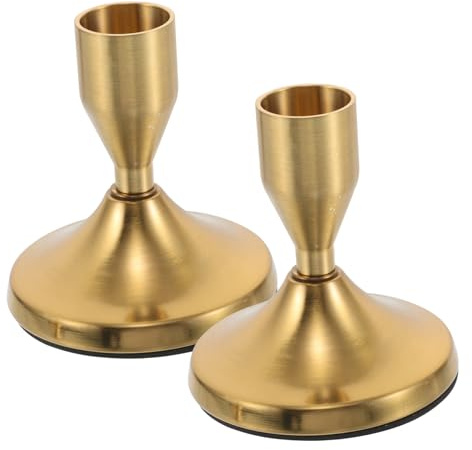 HIAKDOFT 2 Pezzi Portacandele in Metallo Supporto Base Bassa per Candele Taper Decorazione Natalizia e Nozze Centrotavola Vintage