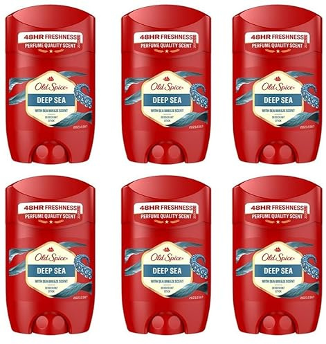 6x Old Spice Deep Sea Deostick Parfumqualität 48h Schutz gegen starkes Schwitzen und Körpergeruch mit Noten von Blühenden Blumen & saftigen Zitrusfrüchten 50ml (6er Pack)