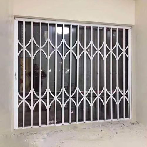 Fenstergitter Einbruchschutz Klappbares, Abschließbares Fenstergitter/Schiebetür-Schlossschutz, Einbruchschutz für Kinder Haustiere, Anpassbare Balustraden-Barrikade Push-Pull(W50xH60cm/20x24in)
