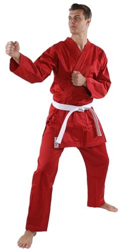 ARIMA Kihon Red Karate Gi Uniform – Lightweight Beginner Gi for Training – Durable WKF-Style Karate Suit with Belt - 100