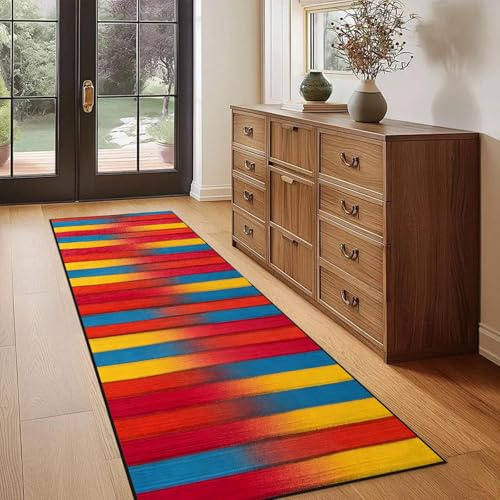 HaiTaoSy Teppich Flur Kurzflor, Waschbarer Teppich Läufer, Teppich Wohnzimmer Waschbar, Für Eingang Flur Küche Schlafzimmer Wohnzimmer, 60x120CM