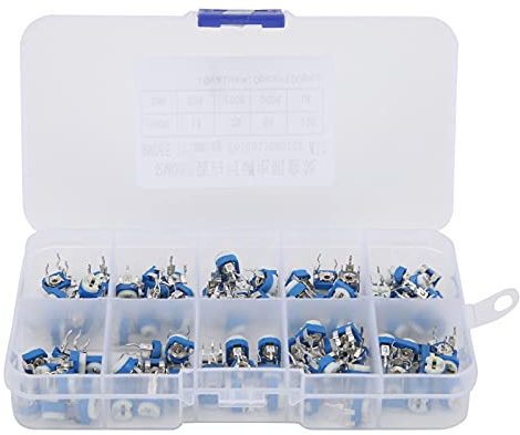 Respicefinem Variable Resistor Kit 100-teiliges Trimmer-Potentiometer-Sortiment mit Kunststoffbox für Elektronikreparatur- und Heimwerkerprojekte RM065