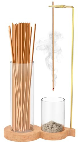 Porte Encens,Bruleur Encens avec Bouteille en Verre Amovible,Brûleur d'encens Inversé pour Bureau à Domicile, Yoga, Méditation, Zen