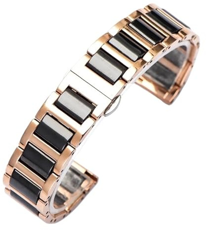 Quick Release Keramiskt klockband Universal Ersättningsrem for män kvinnor(Rose gold black,20mm)
