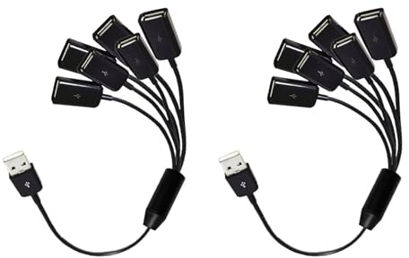 Wesafrae 2X USB Extension Cable 6 in 1 USB Charge Fast 3A Charging Date Cable Y Splitter Cable USB Male to USB Female 1 to 6 Cord