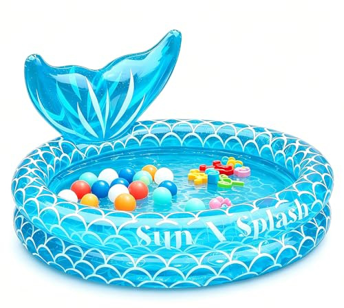 SKIKHN Piscina Hinchable Infantil, 90x24cm Piscina Hinchable de Bebés, para Familia Exterior Jardín Patio Interior Agua Juego, Azul