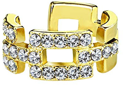 beyoutifulthings Ohr-klemme GLITZERNDE ZIRKONIA VIERECKE clear Ohringe Ohr-ringe Ohr-clip Fake-Piercing Messing Gold