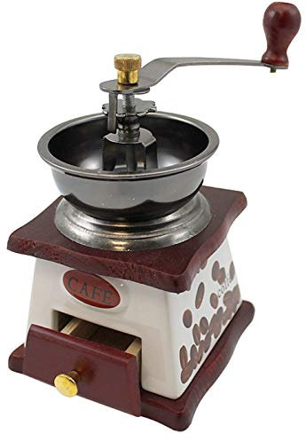 EM HOME Molinillo de café manual de cerámica y madera