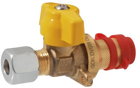 GOK Kupplungsventil mit Flansch RVS8 x Steckkupplung, Koppelventil aus Messing, verwendbar bis 5 Bar, manipulationssicher, DVGW-zertifiziert