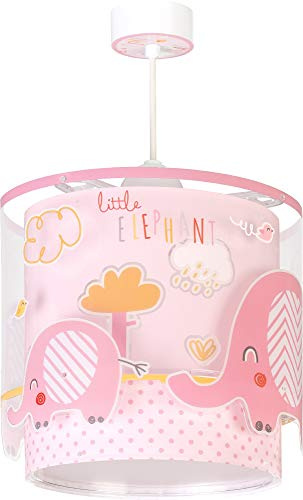 Dalber Lampe kinderzimmer, kinderlampe Pendelleuchte Hängelampe, Deckenleuchte Kinder, Deckenlampe kinderzimmer Little Elephant Elefant Tiere Rose, 61332S, E27