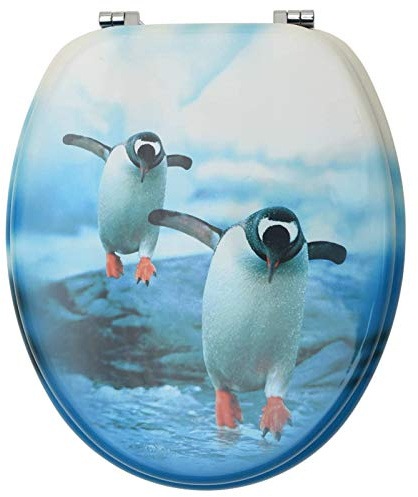 Tidyard Toilettendeckel, WC Sitz mit Schnellverschluss für leichte Reinigung mit Pinguin-Design Passen alle Toilettenschüsseln